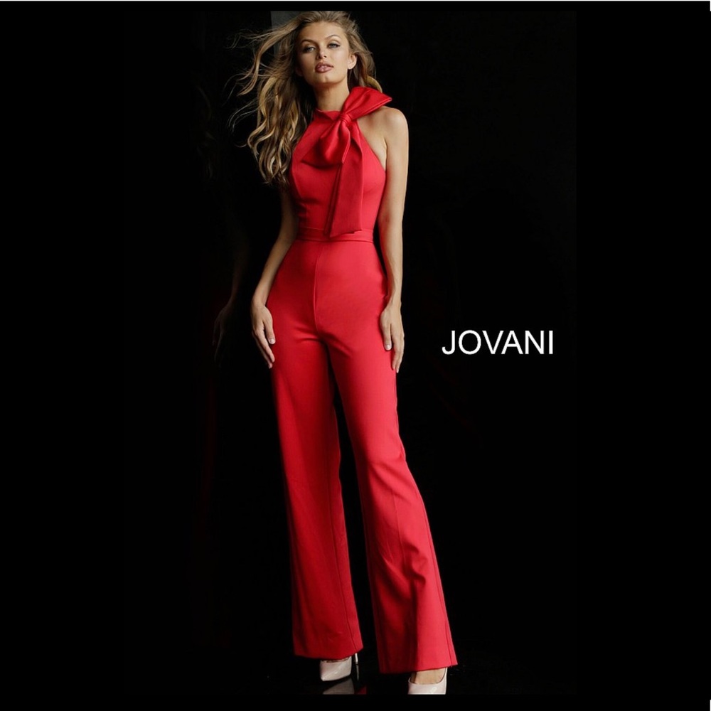 JOVANI 63523 SLEEVELESS JUMPSUIT WITH BOW…